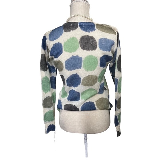 Brodiaea Women Cream & Colorful Smears 7 Button Cardigan Sweater Sz M Mohair NWT - Picture 4 of 13